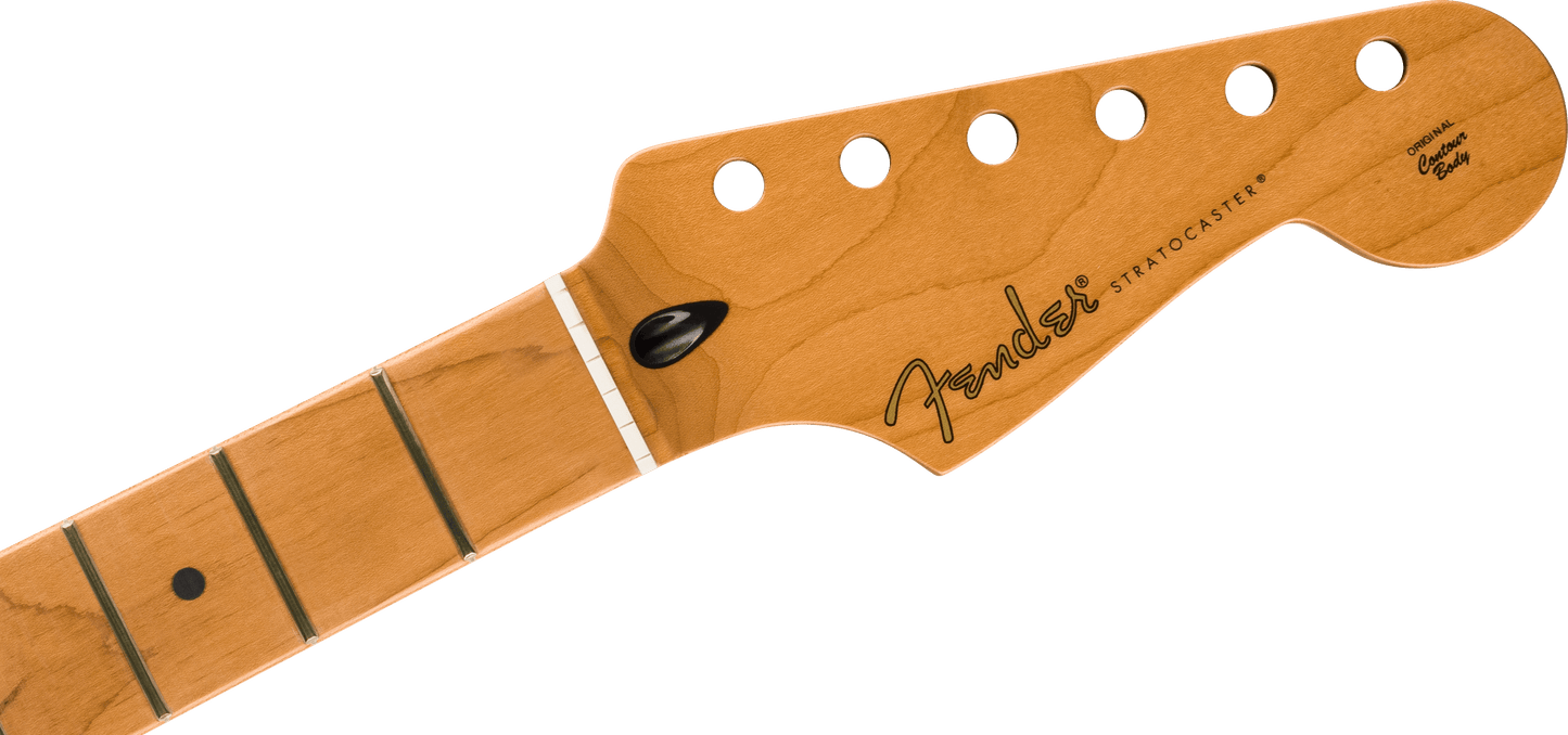 Satin Roasted Maple Stratocaster Neck, 22 Jumbo Frets, 12", Flat Oval Shape