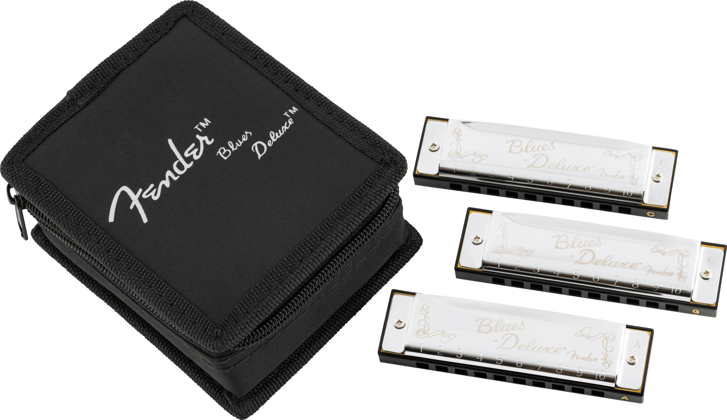 Blues Deluxe Harmonicas - 3 Pack with Case